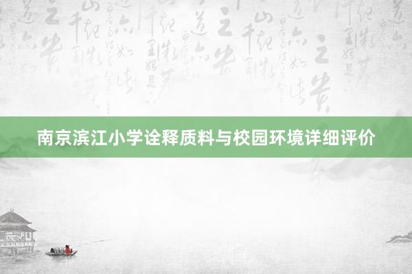 南京滨江小学诠释质料与校园环境详细评价