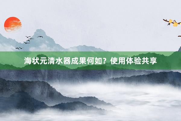 海状元清水器成果何如？使用体验共享